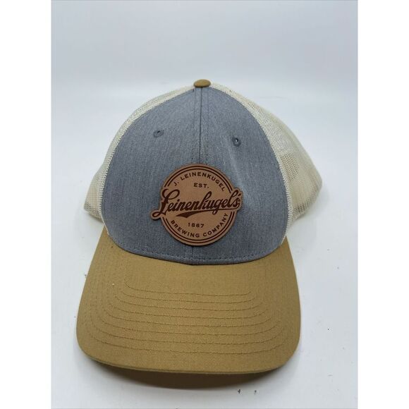 Leinenkugel's Beer Patch Snapback Hat Mesh Trucker Cap 2 Tone Brown - Picture 1 of 5